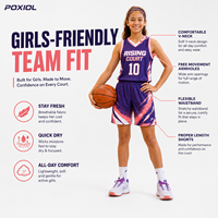 Conjunto de Uniforme de Baloncesto para Niñas, Personalizado, 100% Poliéster, Jersey de Secado Rápido, Pantalones Cortos, Nombre del Equipo, Número, para Escuelas, Clubes, Academias Juveniles