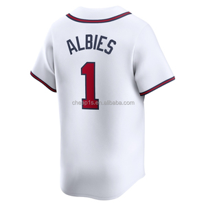 Vente en gros de maillots de baseball brodés Atlanta Braves USA # 13 Ronald Acuna Jr. # 28 Matt Olson # 27 Austin Riley Softball Wear - Product Image 4