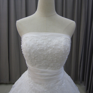 Para Jancember MZ0050 moderno sin tirantes vestido de novia cola larga capilla tren precioso para fiesta encaje apliques de cristal - Product Image 2