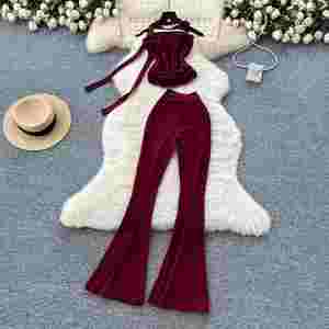 Conjuntos Y2K para Mujer, Top Corto sin Mangas y Pantalones de Cintura Alta, Ropa Americana al por Mayor - Product Image 4