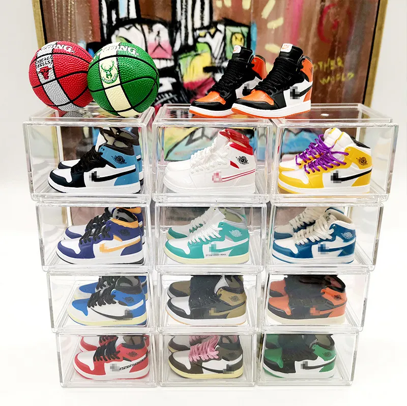 Wholesale Factory 3D trend toy nba bag Accessories Mini shoe keyring AJ1 shoes sneaker keychain with mini shoes box