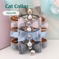 Collier élégant en polyester uni personnalisé pour chat avec nœud papillon en rubans, sangle réglable pour petit chien, idéal pour les fêtes et toutes les saisons