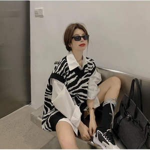 Giacca da donna senza maniche con motivo Zebra per <span class=keywords><strong>Cardigan</strong></span> Chic dal Design ampio e Versatile primavera e autunno - Product Image 4