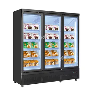 超市商用立式风扇冷却3玻璃门深冰柜冰淇淋展示冰柜