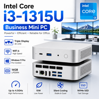 Mini PC Intel de 13e génération I3-1315U, 16 Go de RAM LPDDR4, 512 Go de SSD NVME, 4K UHD, LAN 2.5G, WiFi 6, pour les professionnels, avec Windows 11 Pro/Linux