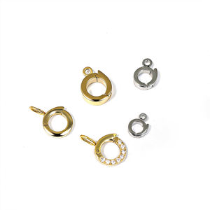 Ciondolo con Foro Largo Placcato Oro 18k con Zirconi, Perline Distanziatrici in Ottone, Chiusura <span class=keywords><strong>a</strong></span> Moschettone Robusta in Argento per Borsa e Cordino in Seta - Product Image 4