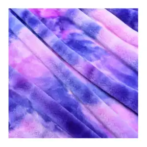 Color púrpura tie Dye piel sintética de conejo para abrigo de Dama