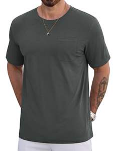 Camiseta personalizada UPF 50 + de manga corta con cuello redondo para hombre, camiseta transpirable de secado rápido con bolsillo y patrón impreso - Product Image 4