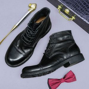Goodyear Premium Handmade Men's Shoes-Martin Motorcycle Short <b>Boots</b>-Genuine Leather Round Top High Top Cowhide <b>Boots</b> for Men - Product Image 3