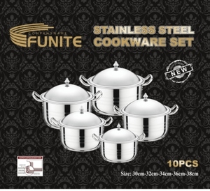 FUNITE Juego de Utensilios de <span class=keywords><strong>Cocina</strong></span> Modernos de Acero Inoxidable de 10 Piezas con <span class=keywords><strong>Ollas</strong></span> y Compatibilidad con Inducción - Product Image 2