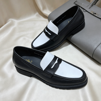 Mocassins légers pour hommes à semelle épaisse en cuir véritable, chaussures décontractées et habillées, en cuir texturé noir, à enfiler
