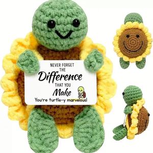 Poupée tortue tournesol faite à la main, décoration d'intérieur, beau cadeau, 12 cm, jouet d'apaisement émotionnel, texte de carte remplaçable, vente en gros usine - Product Image 2