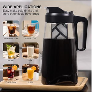 Grande cafetière isotherme 64 oz, <span class=keywords><strong>carafe</strong></span> Traitan, pichet anti-fuite, pour café/thé glacé ou chaud, 2 quarts avec filtre réutilisable - Product Image 6