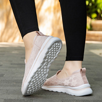 Chaussures plates en tissu tricoté léger et respirant pour femmes, pour la marche en été et au printemps, vente en gros