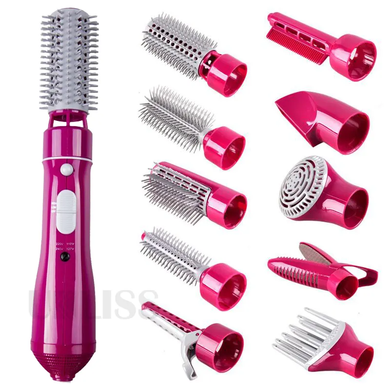 10 in 1 Hot Air Brush 2022 pink multifunctional Hair Dryer 850W Rose Red Hair dryer Set