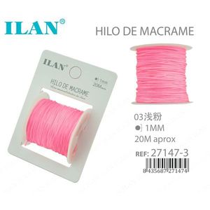 Filo per macramè Ilan 1 mm 20 m rosa per la creazione di gioielli e artigianato - Product Image 1