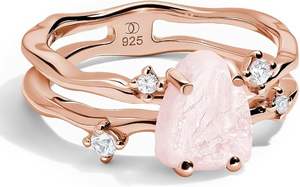 925 זהב ירח דבש טבעי של נשים ורד קוורץ ספיר אגור ספיר amethyst טבעות אירוסין טבעות אירוסין - Product Image 3