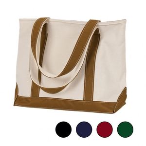 Sac fourre-tout en toile imperméable à blocs de couleur, grande capacité, avec poche intérieure zippée, poche latérale et poignée d'épaule, idéal pour le shopping quotidien - Product Image 1