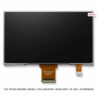 Modul LCD TFT IPS 12,8 inci 1920x1080 FHD 800 Nits Hitam Normal 16:9 Layar 2 Port LVDS LED Backlight Pemasangan Terintegrasi -30 +85C