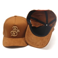 Gorra de béisbol de 5 paneles con marco y logotipo bordado 3D personalizado de algodón 100% con borde de gamuza
