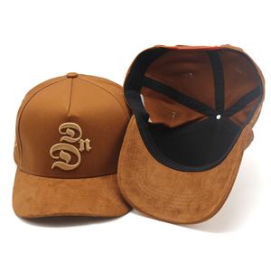 100% coton logo de broderie 3D personnalisé une casquette de baseball 5 panneaux avec bord en daim - Product Image 6