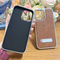 Support à un mot de texture en cuir électrolytique adapté à l'iPhone17 16 étui de téléphone portable couverture complète housse de protection anti-chute