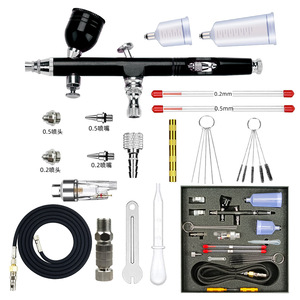 Kit d'aérographe à alimentation par gravité avec buses de 0,2 mm et 0,5 mm, outil de peinture automobile et artistique, avec accessoires - Product Image 1