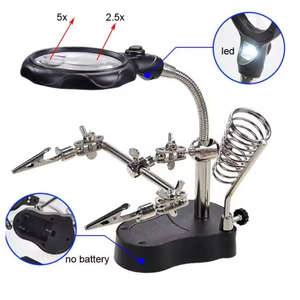 Supporto per Saldatura con Mani Ausiliarie 3.5X 12X, Stazione con 2 Clip LED e Lente d'Ingrandimento per Saldatura - Product Image 3