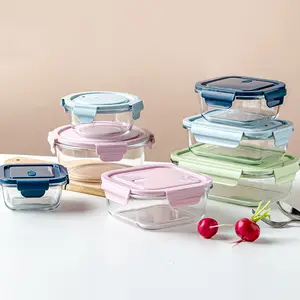 Microonde lavabile in lavastoviglie senza BPA 3 scomparti alto borosilicato coperchio ermetico contenitori in vetro da cucina per la conservazione degli alimenti
