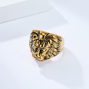 Lion Head <b>Titanium</b> Steel <b>Ring</b> For Men Gold Black Silver Color Animal Zodiac Jewelry Gift Fashion <b>Rings</b> - Product Image 2