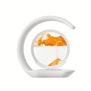 Smart Multifunctional 3D Modern Sand Painting Effect <b>Rechargeable</b> Wireless 15W Charging Night <b>Light</b> Table Lamp - Product Image 4