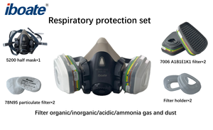 Respirator <span class=keywords><strong>Gas</strong></span> Setengah Wajah dengan Kartrid Ganda untuk <span class=keywords><strong>Gas</strong></span> Organik, Anorganik, Asam, dan Amonia, Masker Pelindung Kimia - Product Image 2