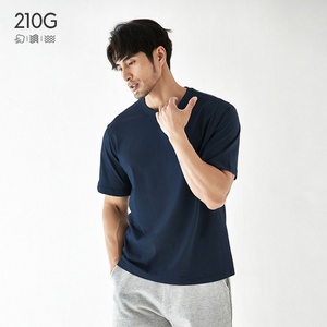 เสื้อยืดวินเทจทรงตรง 210 กรัม ผ้าคอตตอนเนื้อหนา 40 เส้น แขนสั้น สีคราม คอกลม สำหรับผู้ชาย ของแท้ - Product Image 1