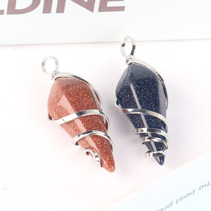 الكريستال فينغشوي المعلقات البندول قلادة سلك الشفاء الطبيعي ملفوفة الصف مسدس المنشور نقطة السائبة سحر الكوارتز - Product Image 5