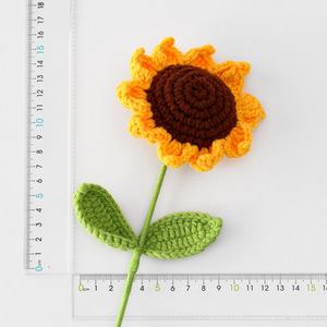 Tournesol tige unique Crochet <span class=keywords><strong>Bouquet</strong></span> 5 plis fil tricoté pour la journée des enseignants maternelle Graduation <span class=keywords><strong>fleurs</strong></span> décoratives plantes - Product Image 4