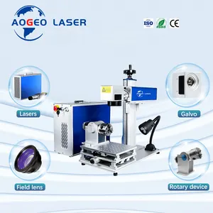 AOGEO Fiber Laser Marking Machine for Stainless Metal Wired Mini Pen Laser Marking Device Metal Materials Desktop Laser Marker