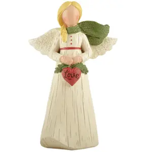 Statues d'ange en résine faites à la main en usine Ange rouge et vert avec étoile et branche pour décor de bureau