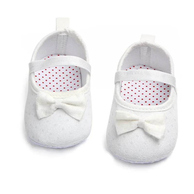 卸売新しいかわいい赤ちゃん新生児安い白い靴弓付き