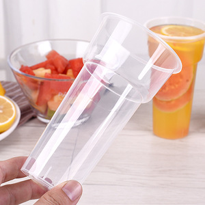 Gobelet en plastique jetable Mingxing 500ml avec couvercle pour jus, thé, pique-nique, en matériau PP - Product Image 2