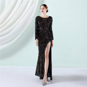 Nouvelle élégante robe de soirée en queue de poisson à manches longues et paillettes Queen robe de soirée de mariage pour ou <span class=keywords><strong>Reveillon</strong></span> - Product Image 4