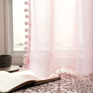 <span class=keywords><strong>Amazon</strong></span> Venta caliente ojal superior perspectiva chica habitación decorativo rosa de gasa pura cortinas de la ventana - Product Image 4