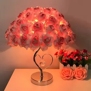 Rose Flower LED Table Lamp Bedside Night Light For Home Wedding Party Decoration