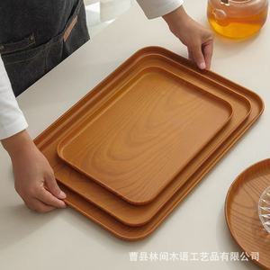 Wooden Rectangular <b>Tray</b> For <b>Tea</b> Coffee Serving Hotel Use Solid Color Shallow Dish - Product Image 3
