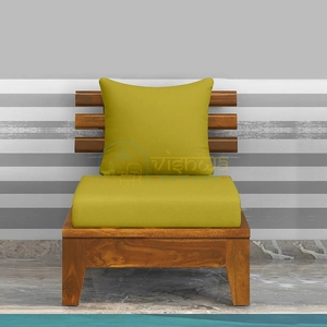 Fauteuil lounge en bois de Sheesham avec dossier à lattes, assise rembourrée, structure solide, grain naturel, mobilier d'appoint rustique et moderne - Product Image 4