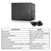 GLA210 + GLA118 Pro Pasif Line Array PA Sistemi, 4 Çift 10 İnç 2 Yollu Hoparlör, 1 Tek 18 İnç Subwoofer ve Taşıma Çerçevesi ile