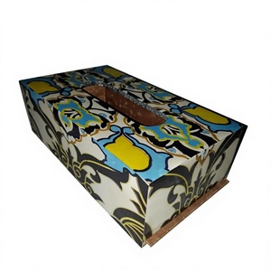 Boîte de rangement pour mouchoirs Meena en MDF, design classique, faite à la main, écologique, porte-mouchoirs en bois imprimé, couvercle décoratif pour boîte à mouchoirs - Product Image 4