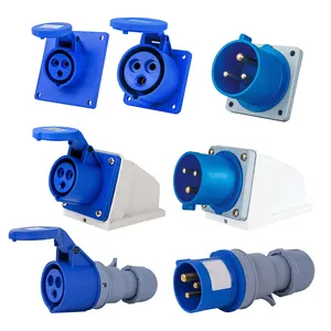 Connector concealed industrial plug socket 3P 4PIN 5 core 16A/32A/125A IP44/IP67 3 Phase Plastic Industrial Plug Socket 380V 63A