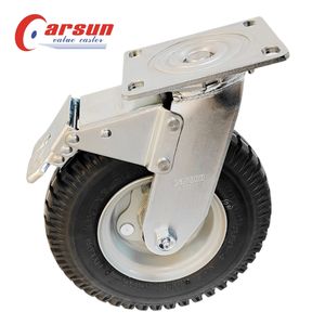 <span class=keywords><strong>6</strong></span>-Zoll-Stahlrollen Griff rings chaft Pneumatisch drehbar Rollen gummi material Aufblasbares pneumatisches Schwenk rad Gummi material - Product Image 5