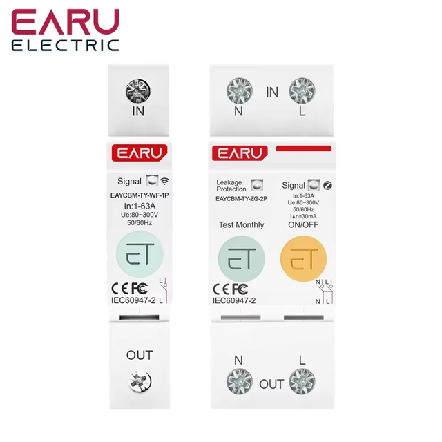 EARU ELE 1/2P Tuya Wifi Zigbee Smart MCB Power Consumption kWh Circuit Breaker Time Switch Relay Voltmeter for Smart Home EAYCBM