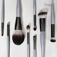 Ensemble de 10 pinceaux de maquillage professionnels Gracedo, poils synthétiques, manche en bois, couleur et logo personnalisables, vente en gros d'usine
